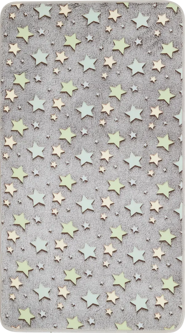 Коврик полиэстер Звезды 60x110 см цвет серый ковер интерьерный 1 33х1 9 м silvano листья прямоугольный серый 217056b