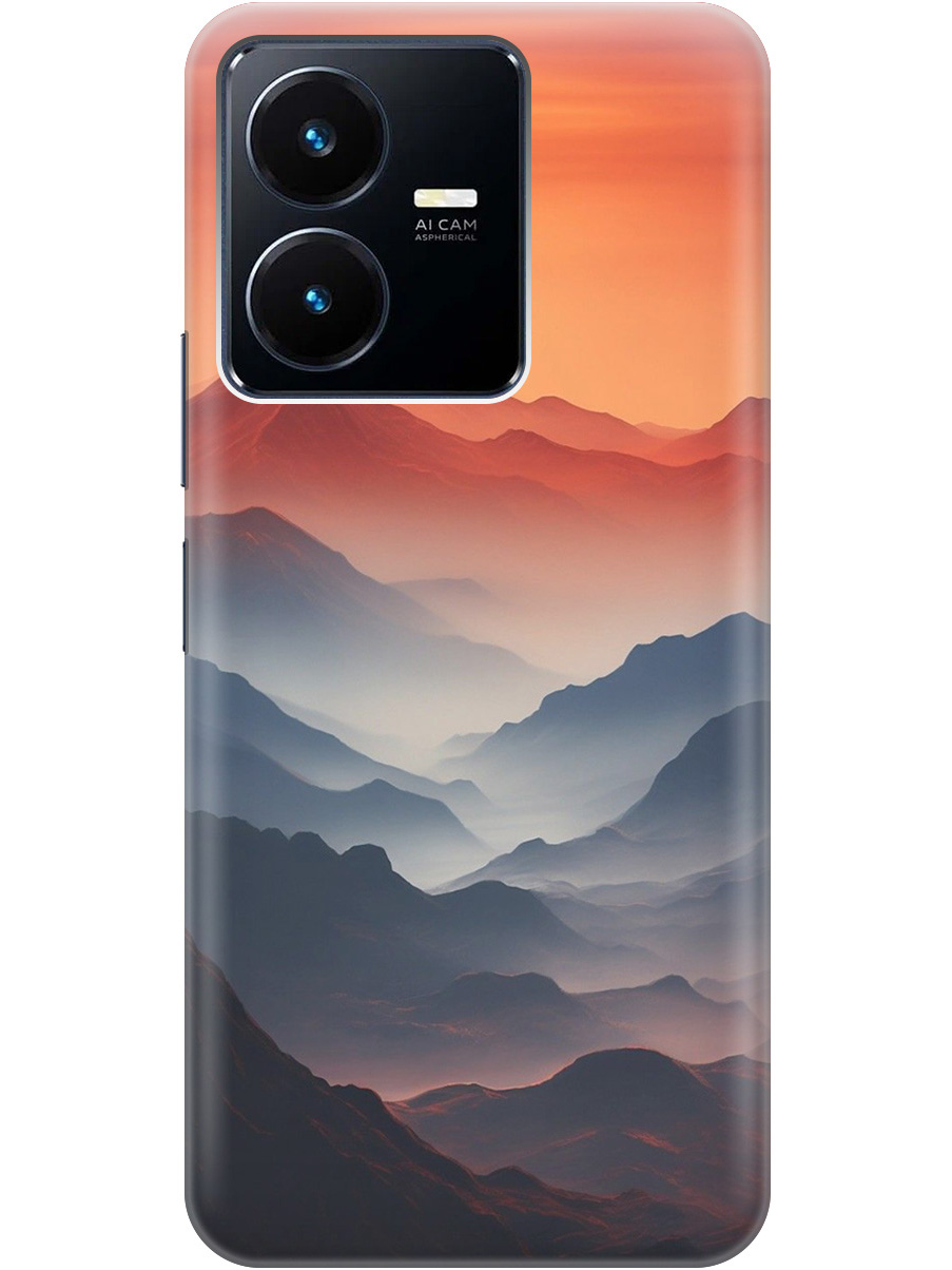 

Силиконовый чехол на Vivo Y22 с принтом "Луна над горами", 766400610