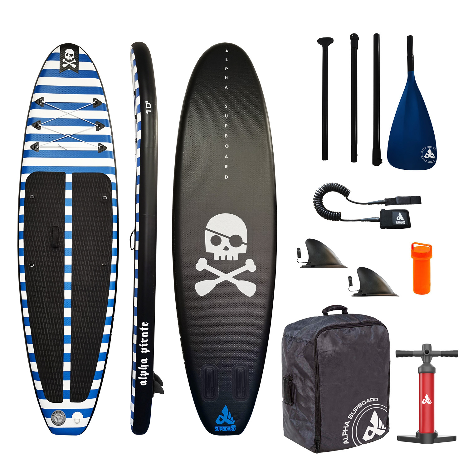 фото Надувная sup-доска alpha supboard pirate-10 compact blue/black (305 x 81 x 15 см) alpha caprice