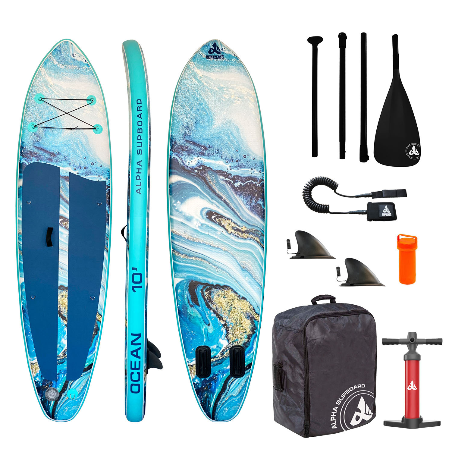 фото Надувная sup-доска alpha supboard ocean-10 compact blue (305 x 81 x 15 см) alpha caprice