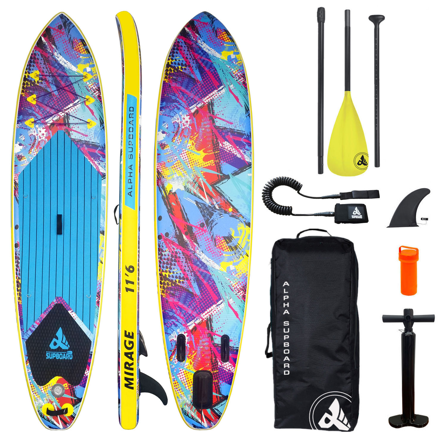 фото Надувная sup-доска alpha supboard mirage-11 multicolor (335 x 81 x 15 см) alpha caprice