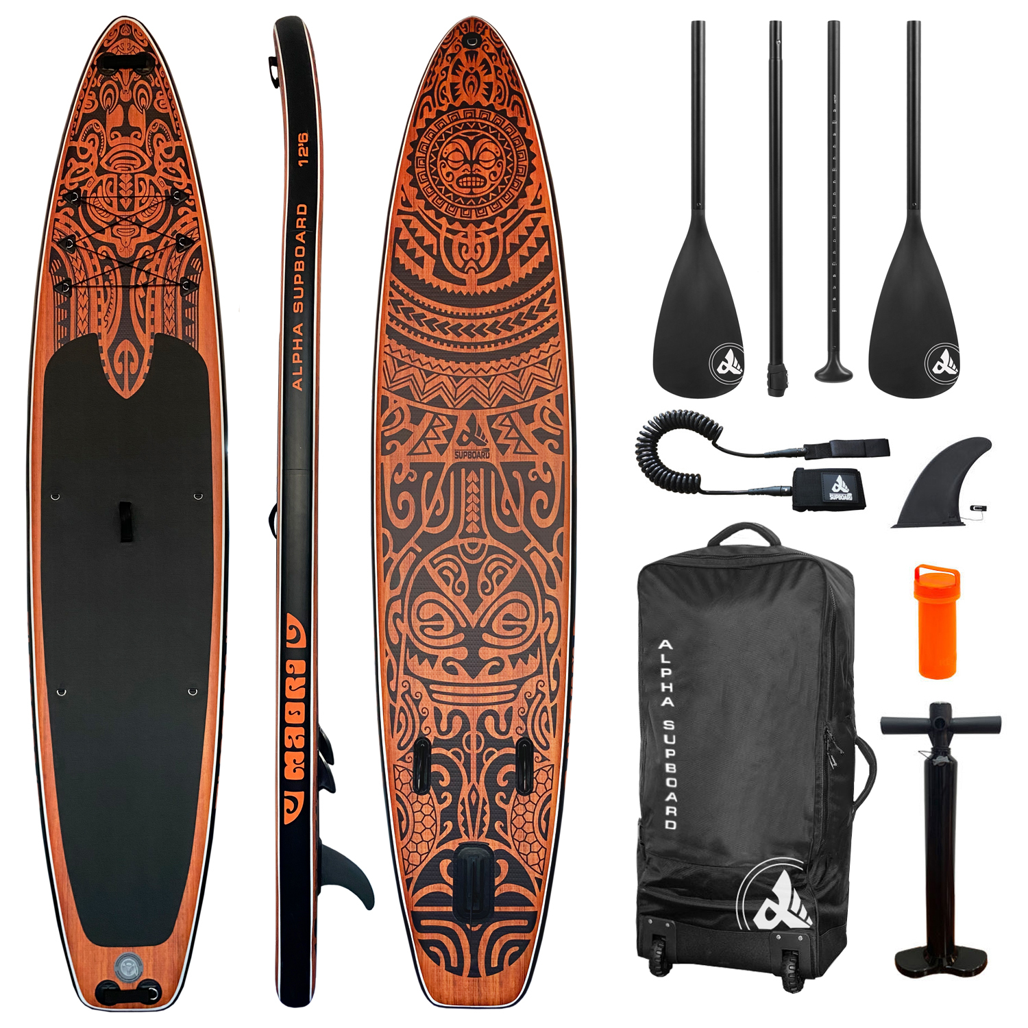 фото Надувная sup-доска alpha supboard maori-12.6 comfort wood (385 x 81 x 15 см) alpha caprice