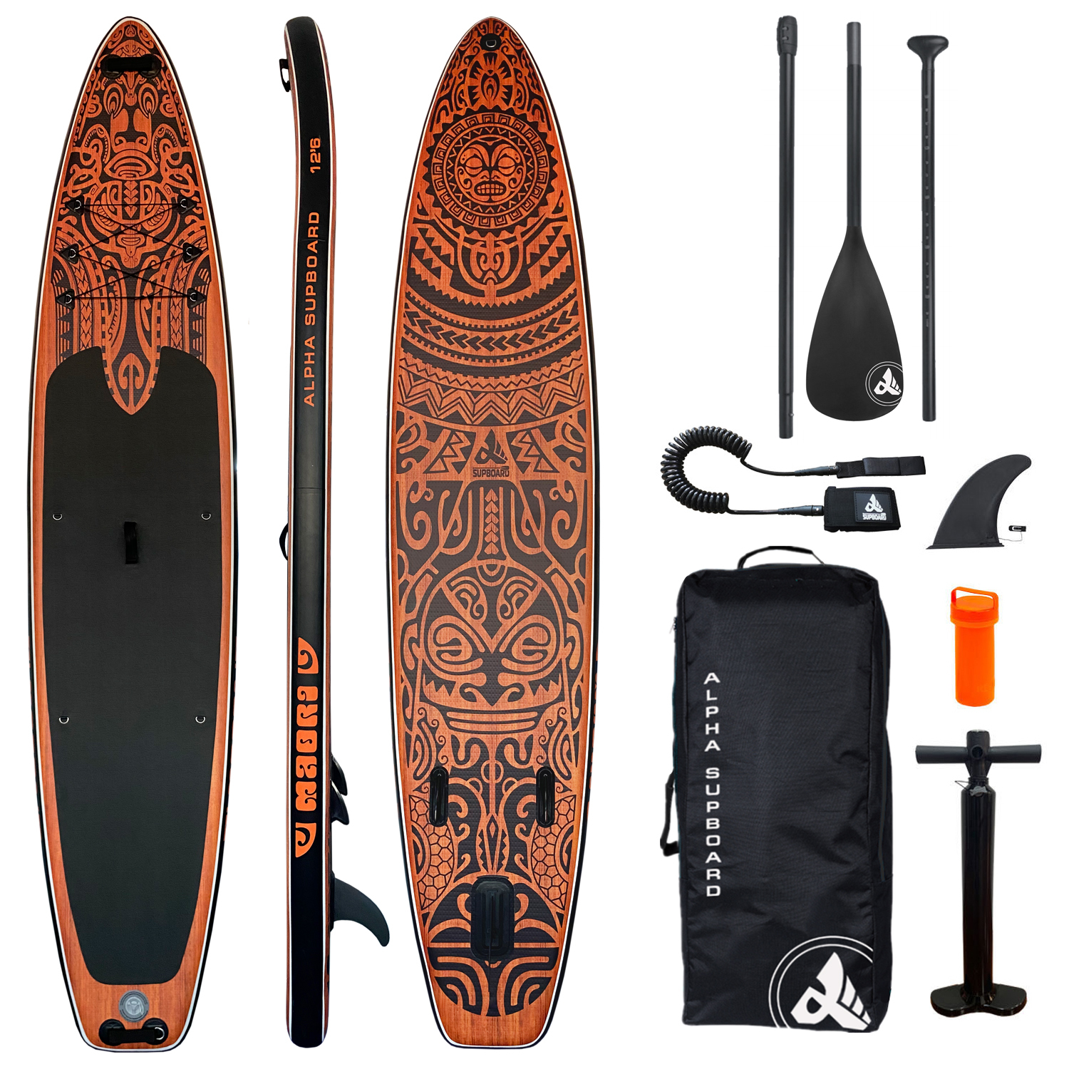 фото Надувная sup-доска alpha supboard maori-12.6 wood (385 x 81 x 15 см) alpha caprice