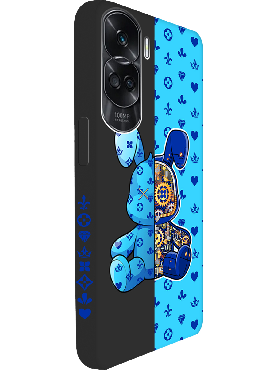 

Силиконовый чехол на Honor 90 Lite с принтом "Голубой Кролик" матовый черный, Голубой;синий;черный, 772622671