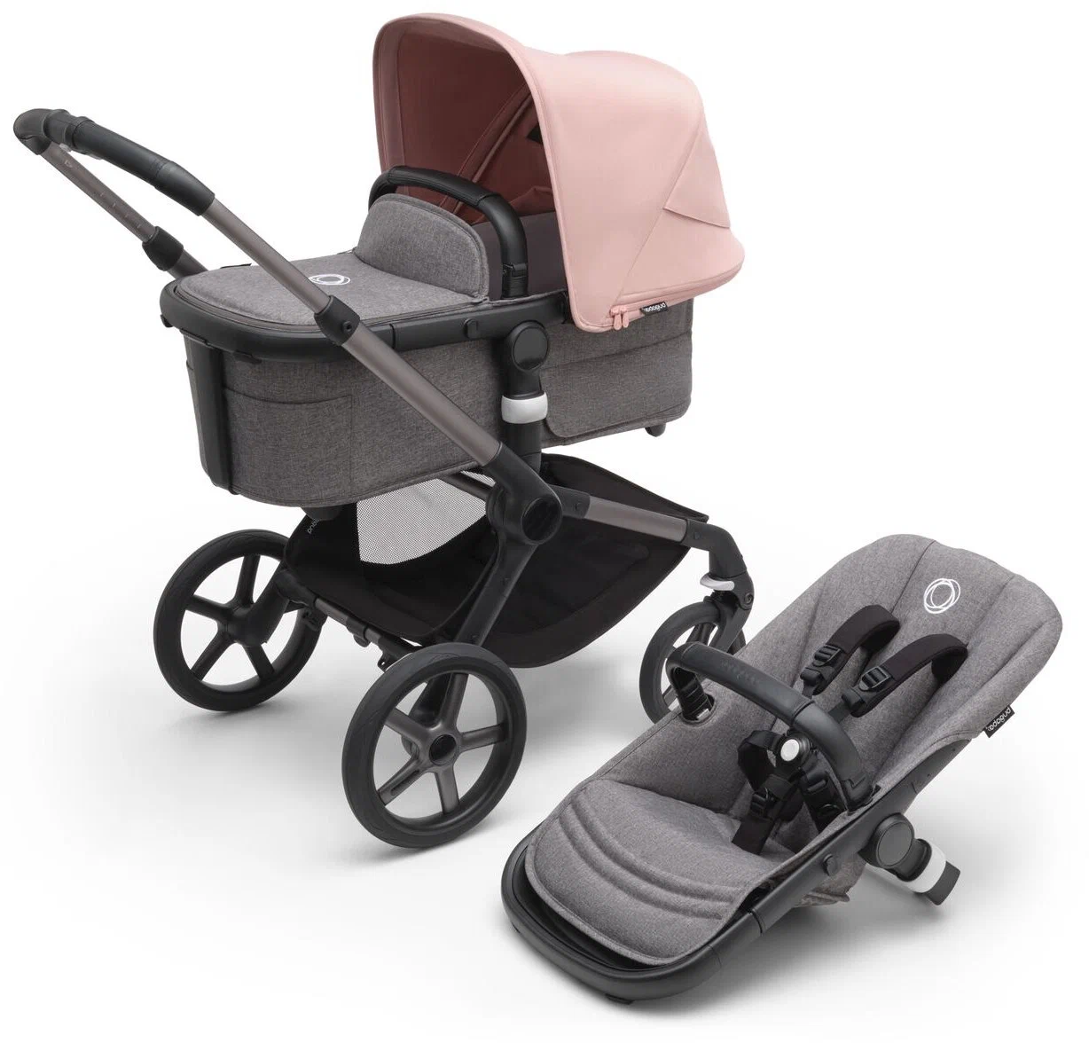 

Детская коляска 2 в 1 Bugaboo Fox5 на шасси Grey Grey Melange Morning pink, Детская коляска 2 в 1 Fox5 на шасси Grey/Grey Melange/ Morning pink