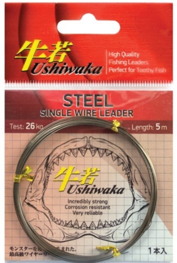Поводочный материал Ushiwaka Steel Single Wire, 32кг 5м ( 2 упк. по шт.)
