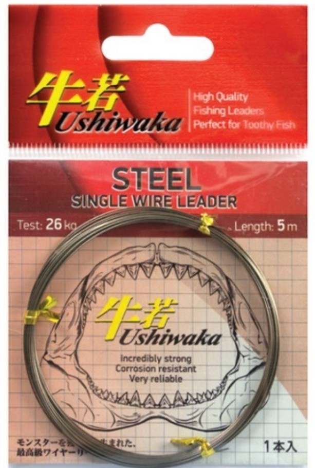 

Поводочный материал Ushiwaka Steel Single Wire, 14кг 5м ( 2 упк. по шт.), Серебристый, Steel Single Wire