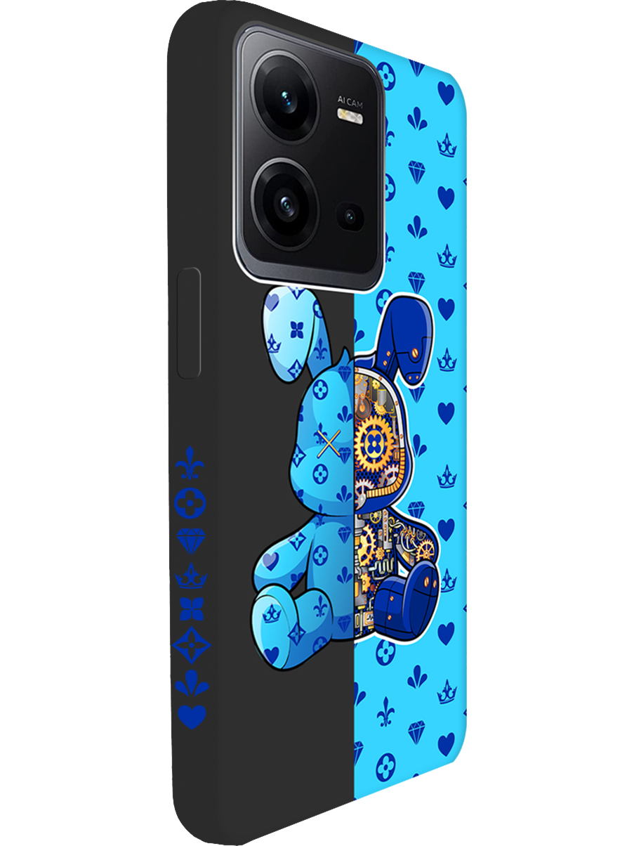 

Силиконовый чехол на Vivo V25 5G / V25e с принтом "Голубой Кролик" матовый черный, Голубой;синий;черный, 766399771