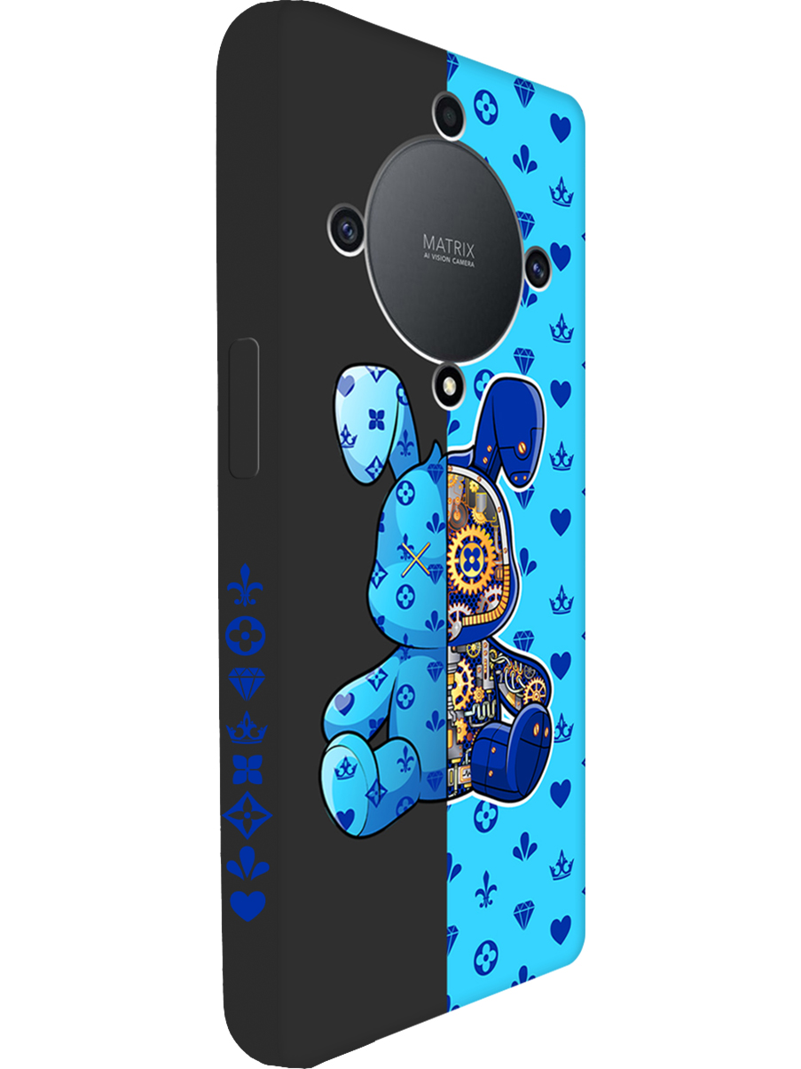 

Силиконовый чехол на Honor X9a / Magic5 Lite с принтом "Голубой Кролик" матовый черный, Голубой;синий;черный, 769394771