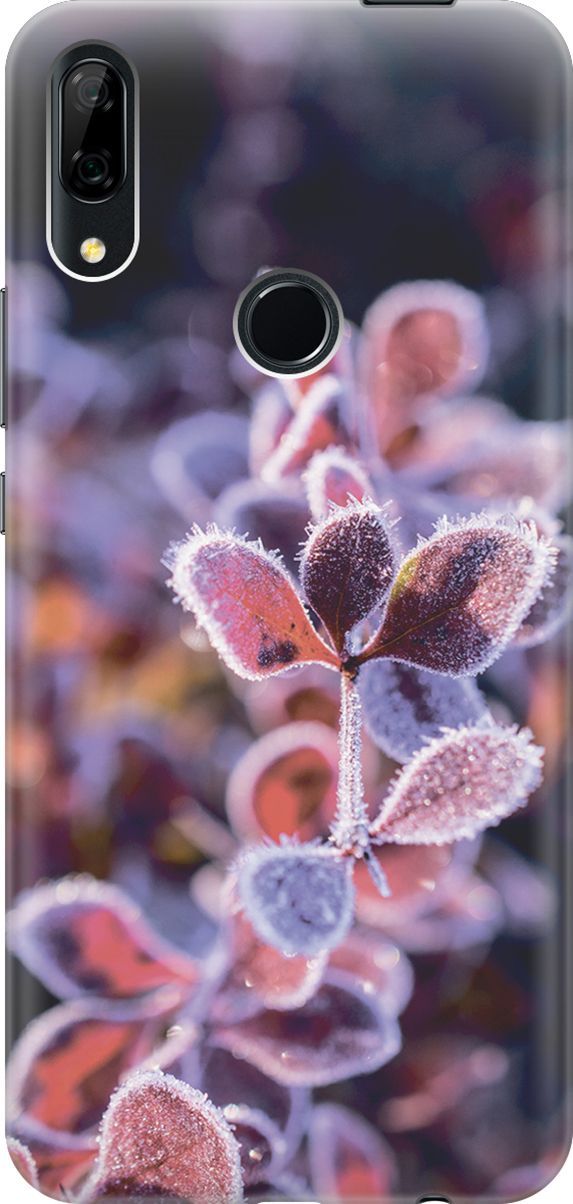 

Чехол на Honor 9X/9X Premium/Huawei P Smart Z/Y9 Prime (2019) "Иней на листочках", Розовый;черный, 2774
