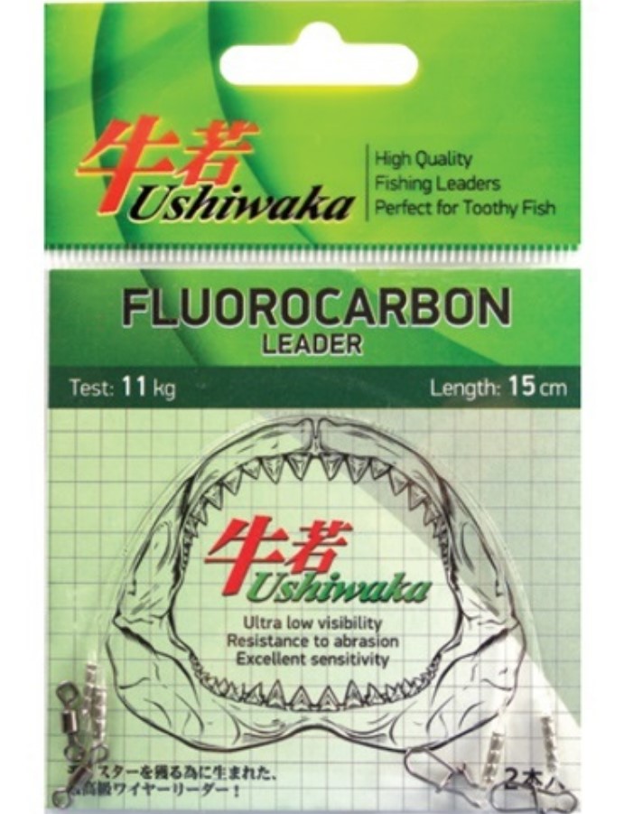 

Рыболовный поводок Ushiwaka 20 см, 22 кг, флюрокарбон, 2 шт., Прозрачный, Fluorocarbon