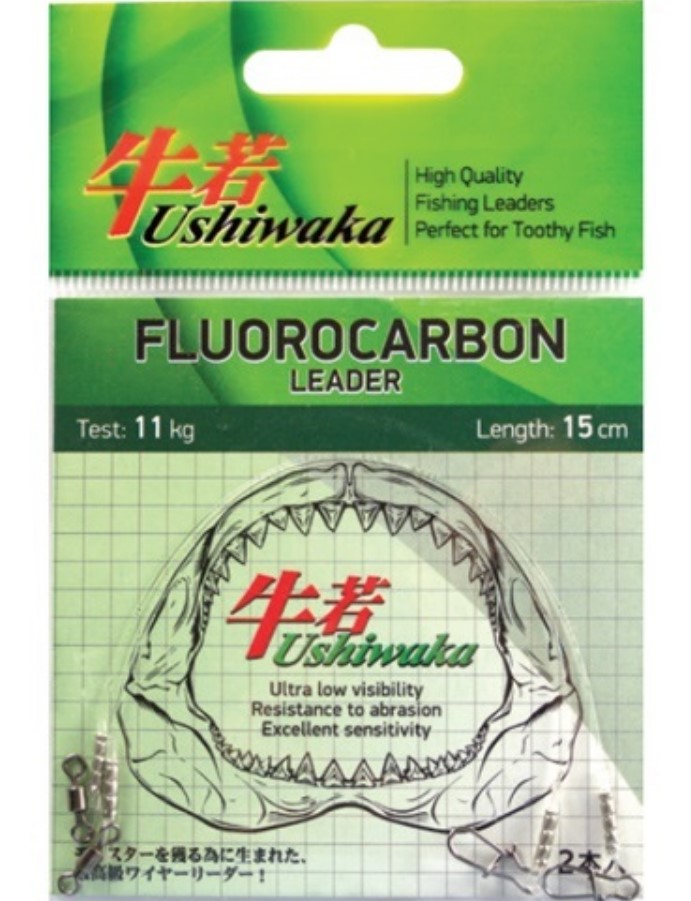 

Рыболовный поводок Ushiwaka 20 см, 11 кг, флюрокарбон, 2 шт., Прозрачный, Fluorocarbon