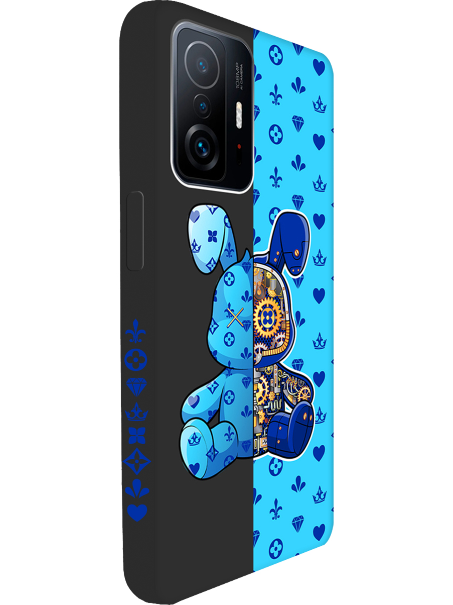 

Силиконовый чехол на Xiaomi 11T / 11T Pro с принтом "Голубой Кролик" матовый черный, Голубой;синий;черный, 732395271