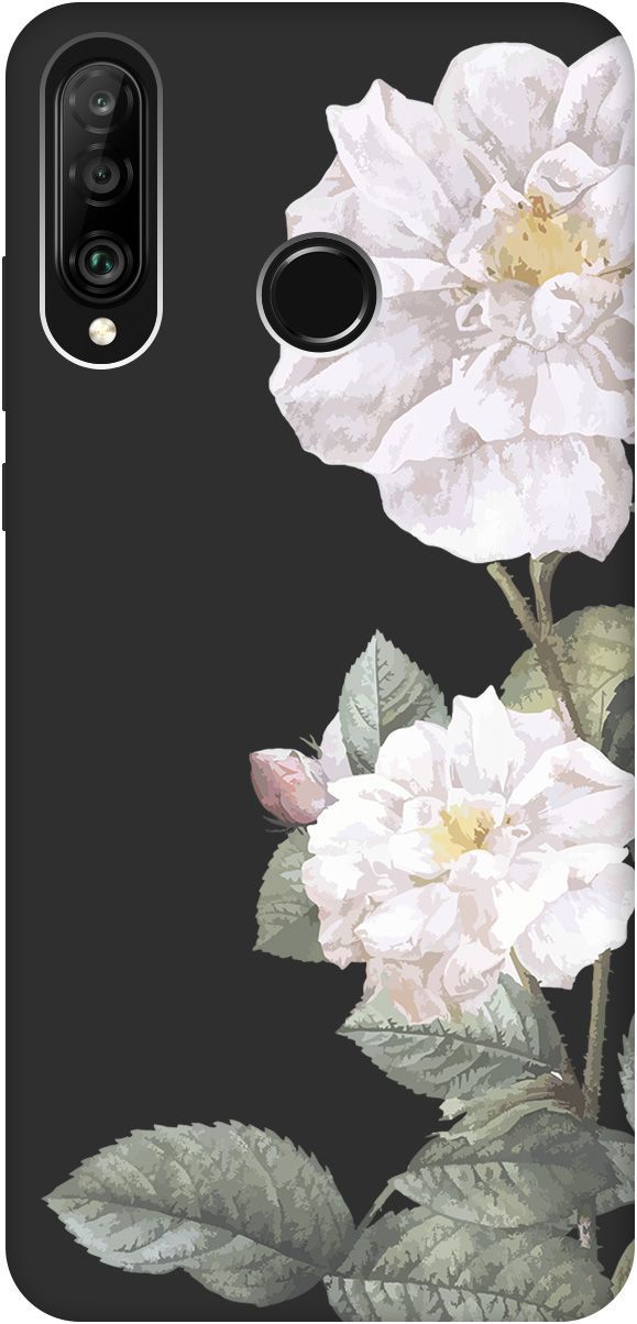 

Чехол на Honor 20 Lite/20s/Huawei P30 Lite "White Rose" черный, 2459