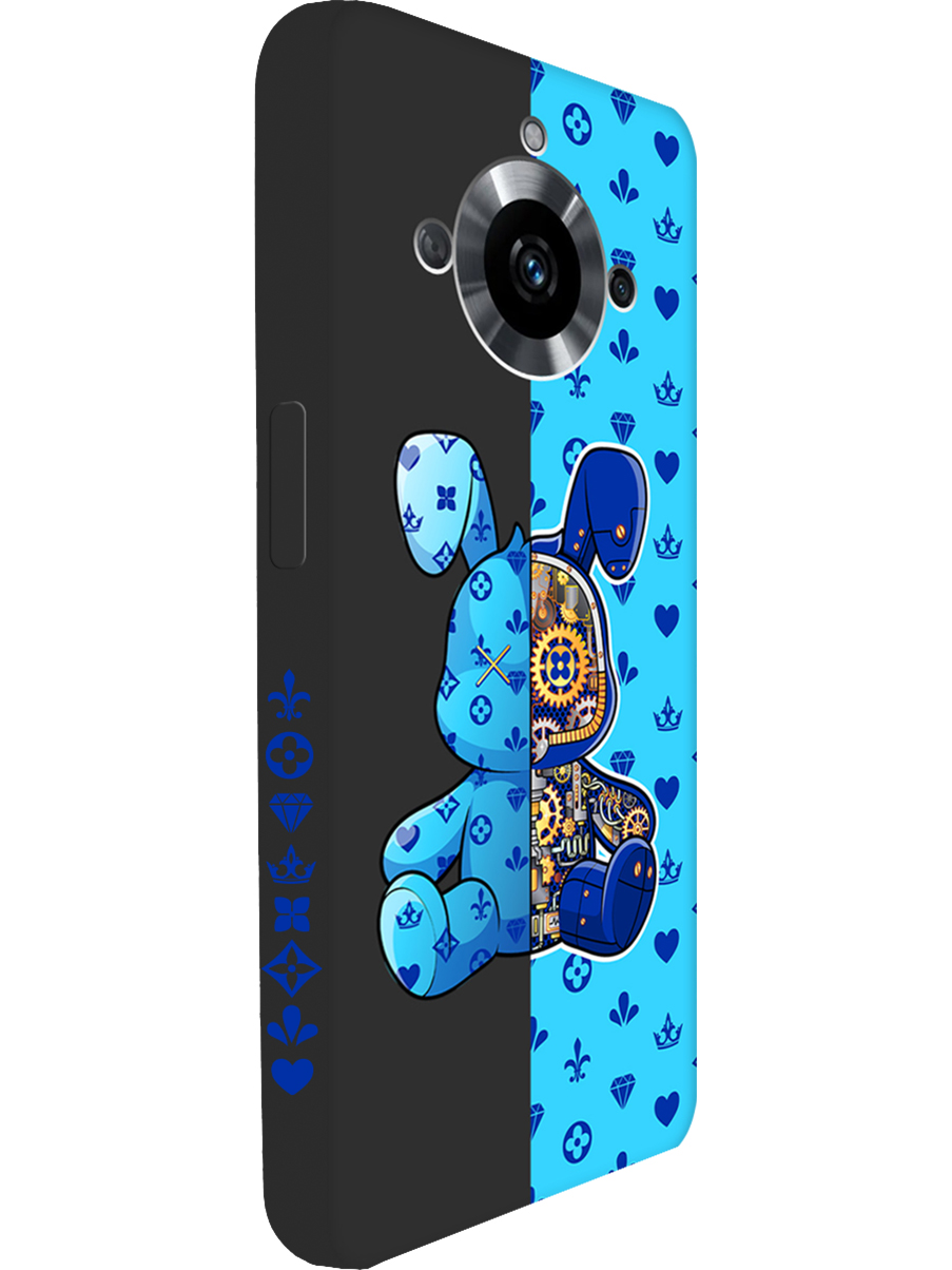 

Силиконовый чехол на Realme 11 с принтом "Голубой Кролик" матовый черный, 771144271