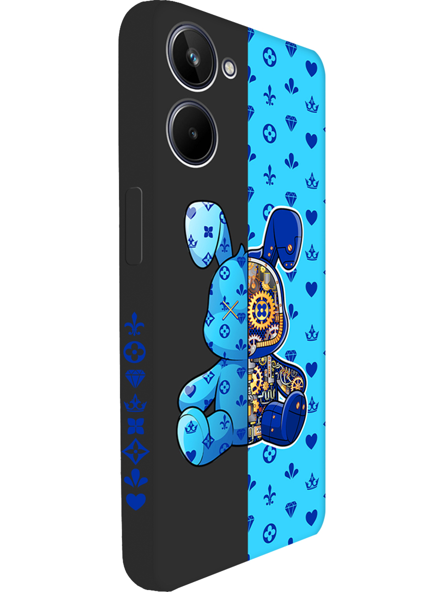 

Силиконовый чехол на Realme 10 4G с принтом "Голубой Кролик" матовый черный, Голубой;синий;черный, 762098271