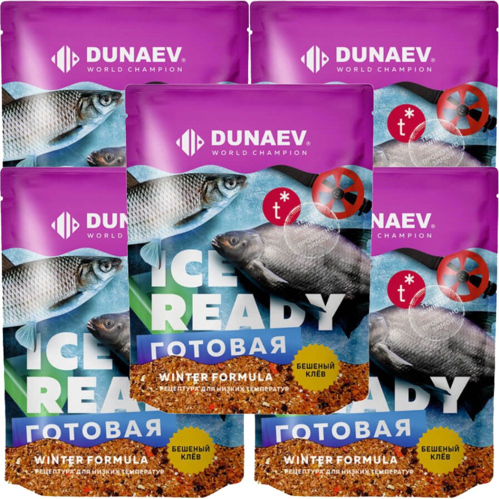 Прикормка рыболовная Dunaev Ice Ready Плотва 5 упаковок