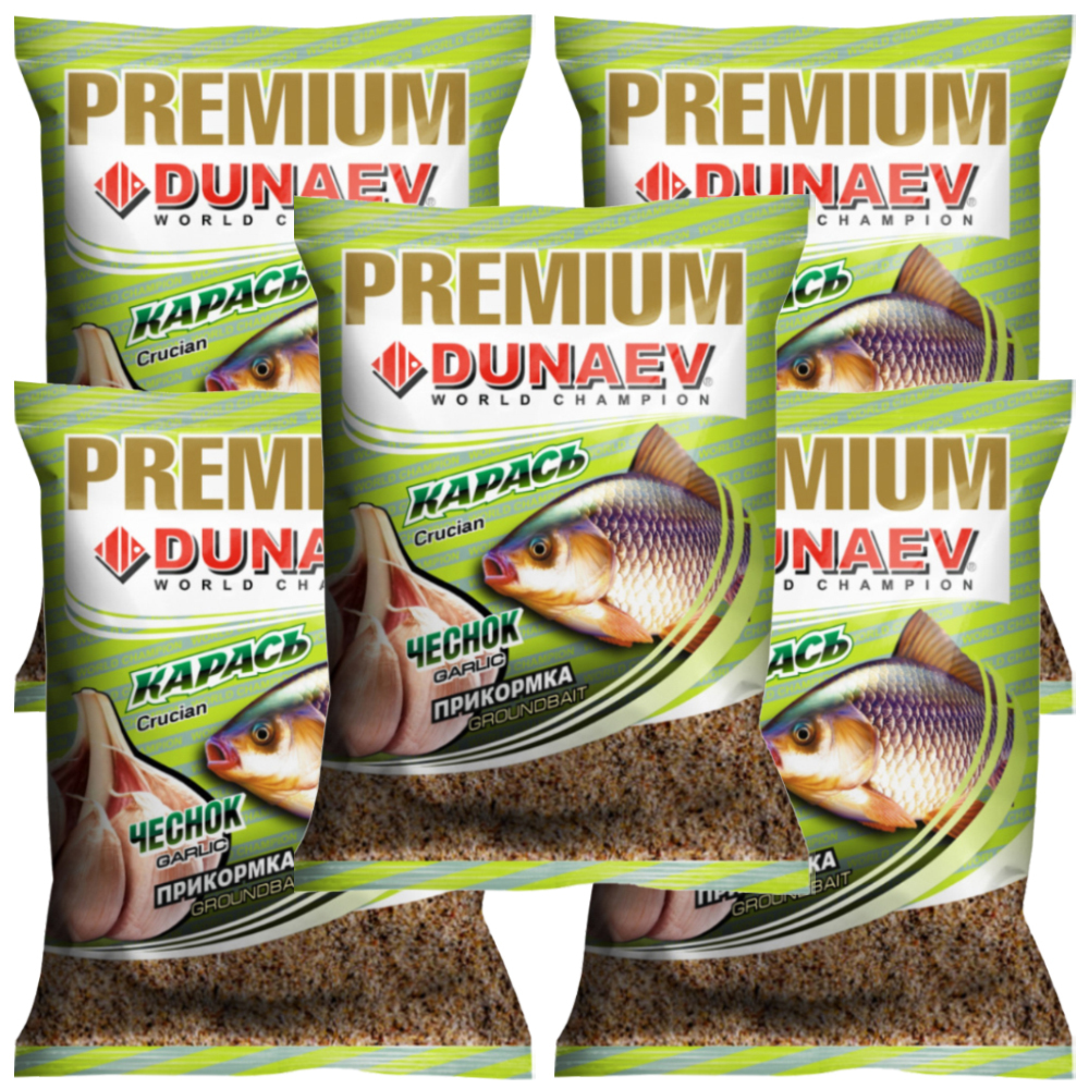 

Прикормка рыболовная Dunaev Premium Карась Чеснок 5 упаковок, Разноцветный, Premium