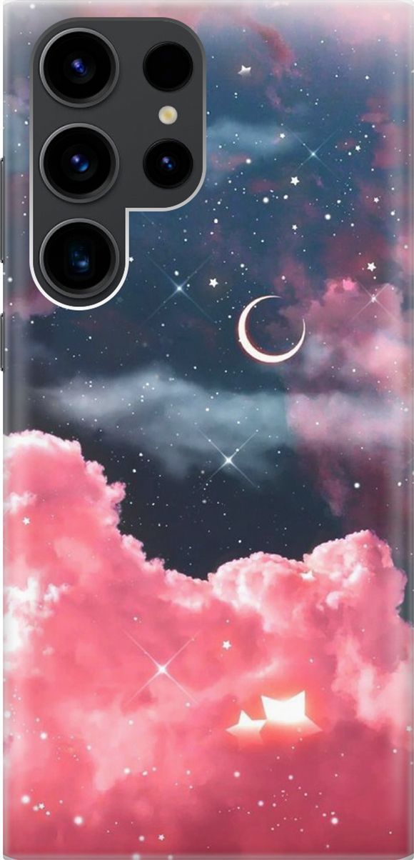 

Чехол на Samsung Galaxy S23 Ultra с принтом "Месяц и розовые облака", Розовый;синий, 158338