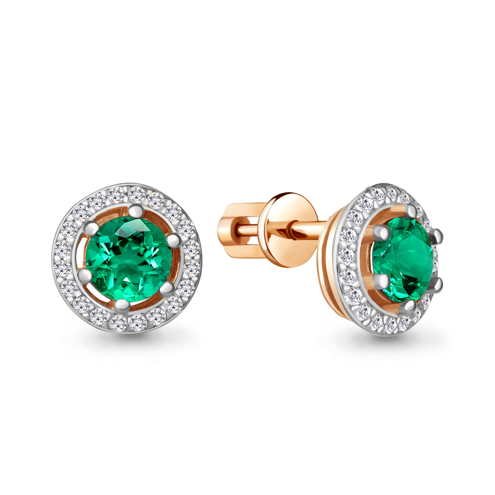 

Серьги из серебра с фианитом\изумрудом искусственным Aquamarine Aquamarine 49366АГ_925_з, 49366АГ_925_з