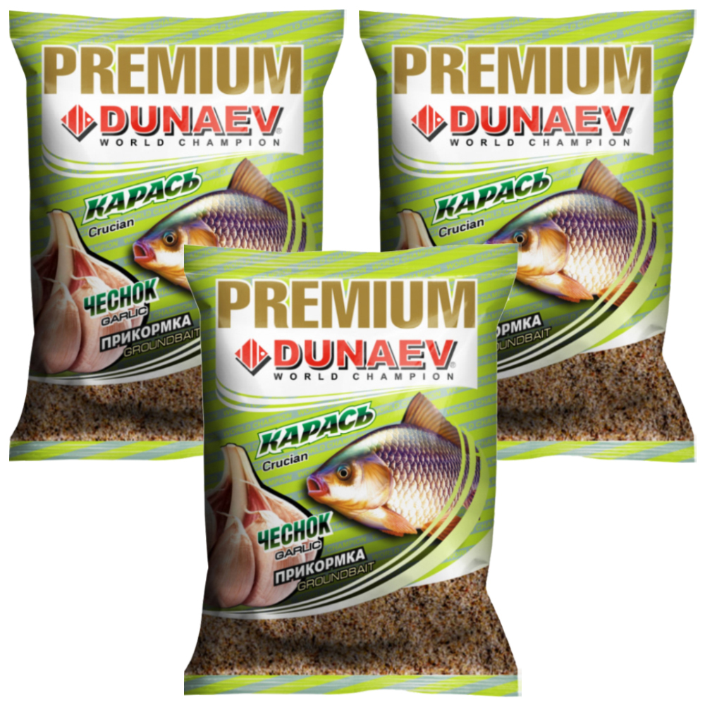 

Прикормка рыболовная Dunaev Premium Карась Чеснок 3 упаковки, Разноцветный, Premium
