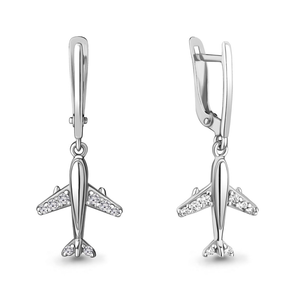 

Серьги из серебра с фианитом Aquamarine Aquamarine 49353А_925_р, 49353А_925_р