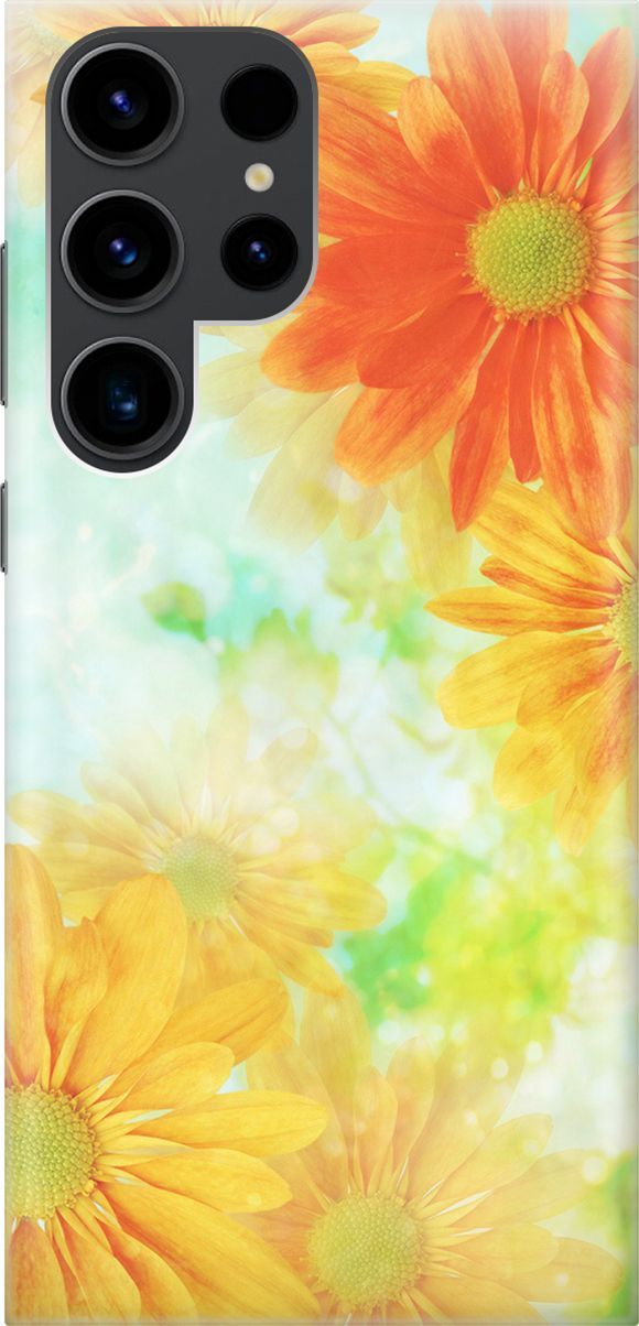 

Чехол на Samsung Galaxy S23 Ultra "Оранжевые цветы", Желтый;зеленый, 158336