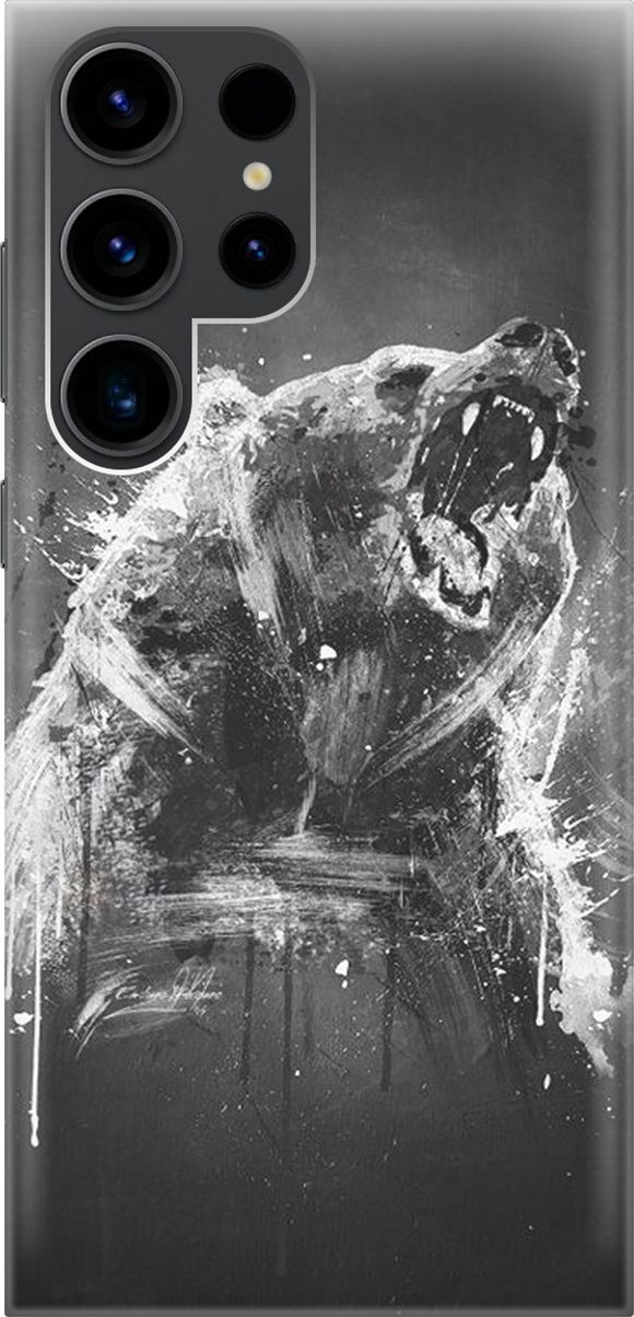 

Чехол на Samsung Galaxy S23 Ultra "Разъяренный медведь", Коричневый;серый, 158335