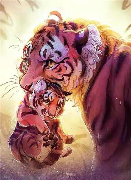 фото Алмазная мозаика стразами ripoma тигрица с тигрёнком 00115218 40х50 см
