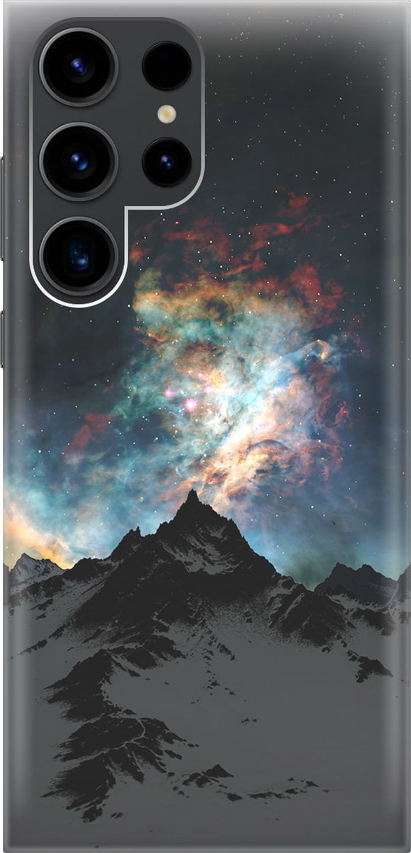 

Чехол на Samsung Galaxy S23 Ultra "Горы и звезды", Синий;черный, 158338