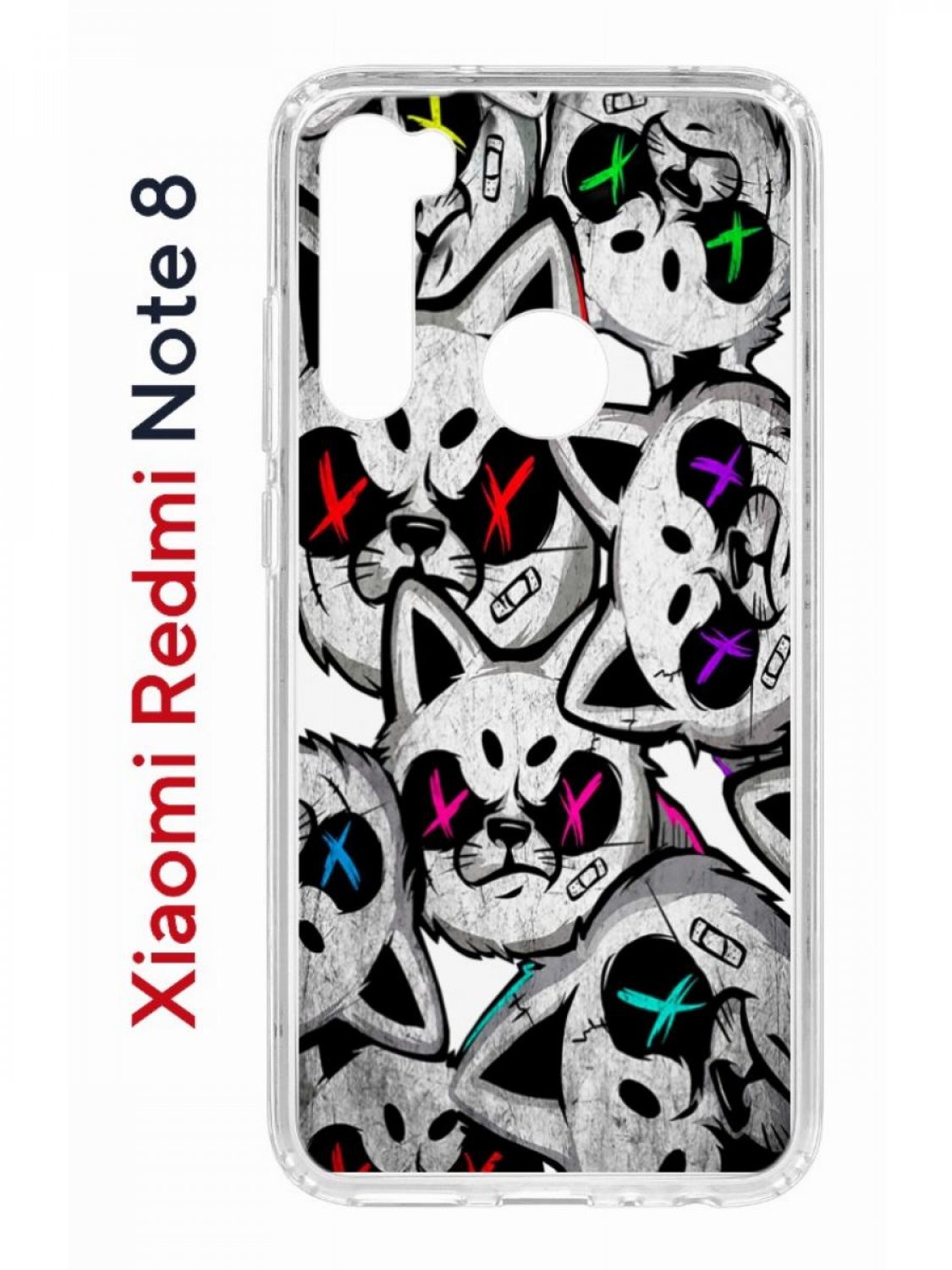 фото Чехол на redmi note 8 kruche print angry cats,противоударный бампер,с защитой камеры кruче