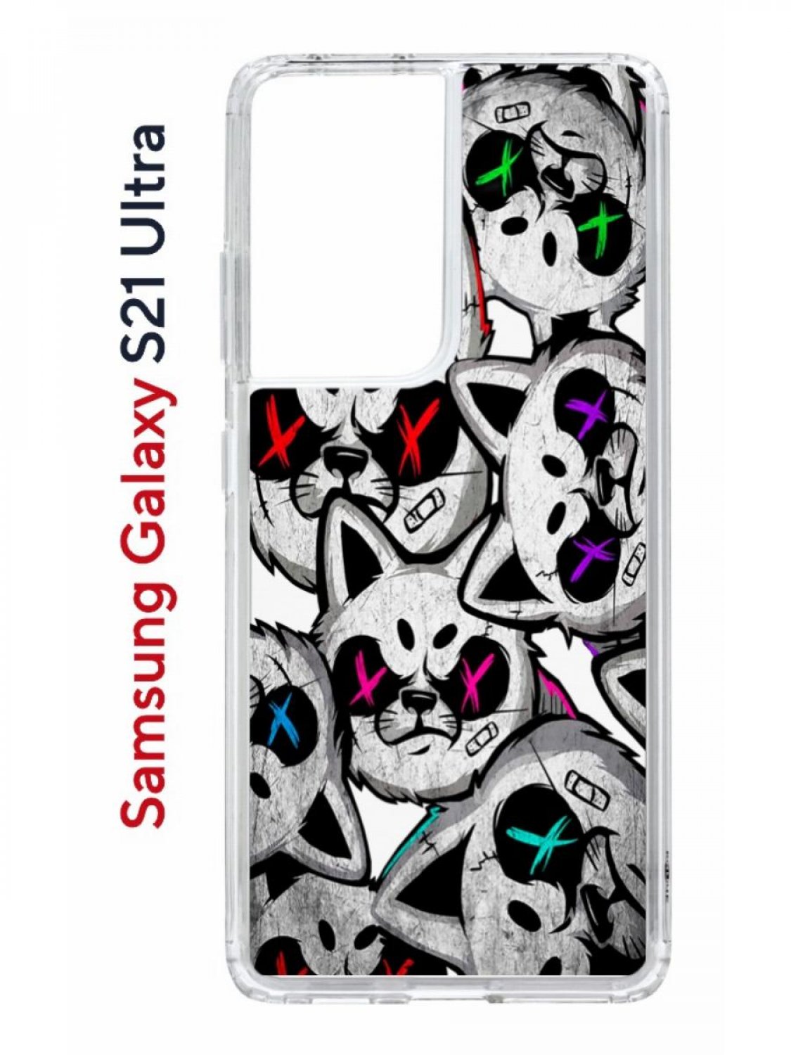 фото Чехол на samsung galaxy s21 ultra kruche print angry cats,противоударный бампер с принтом кruче