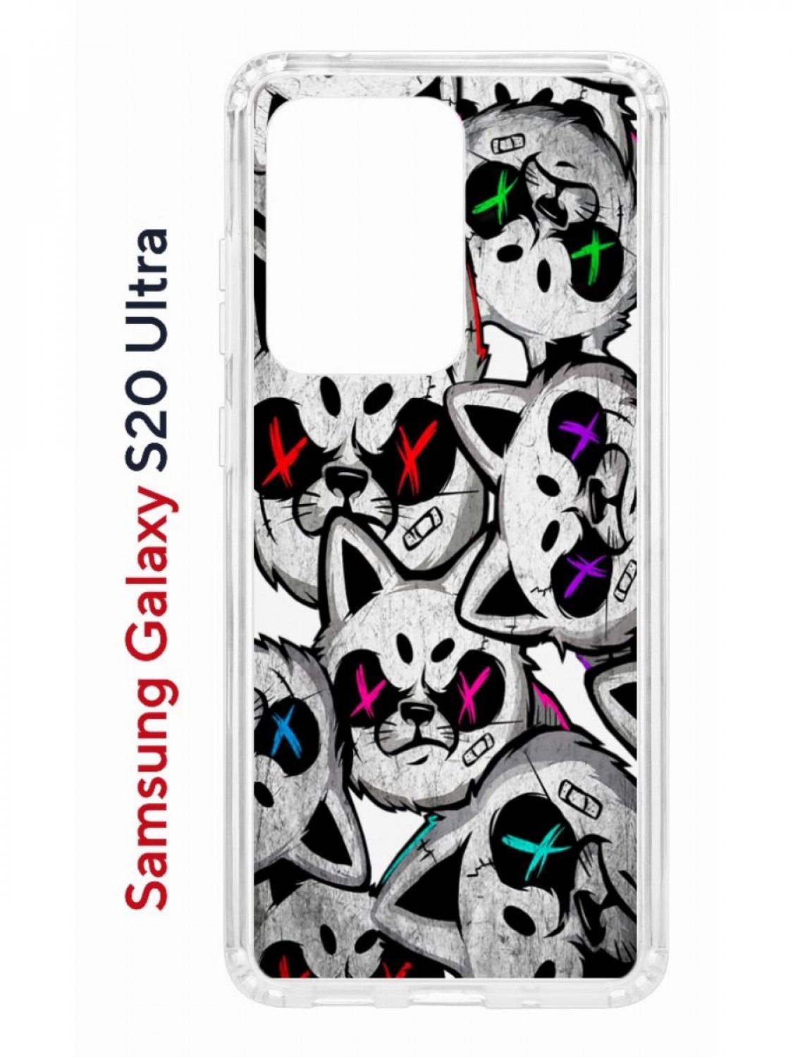 Чехол на Samsung Galaxy S20 Ultra Kruche Print Angry Cats,противоударный бампер с принтом