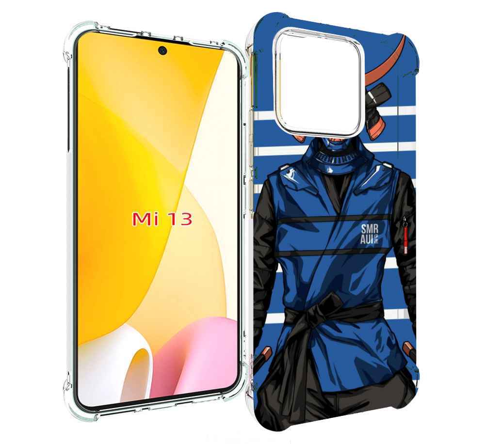 

Чехол MyPads самурай в синей форме для Xiaomi 13, Прозрачный, Tocco