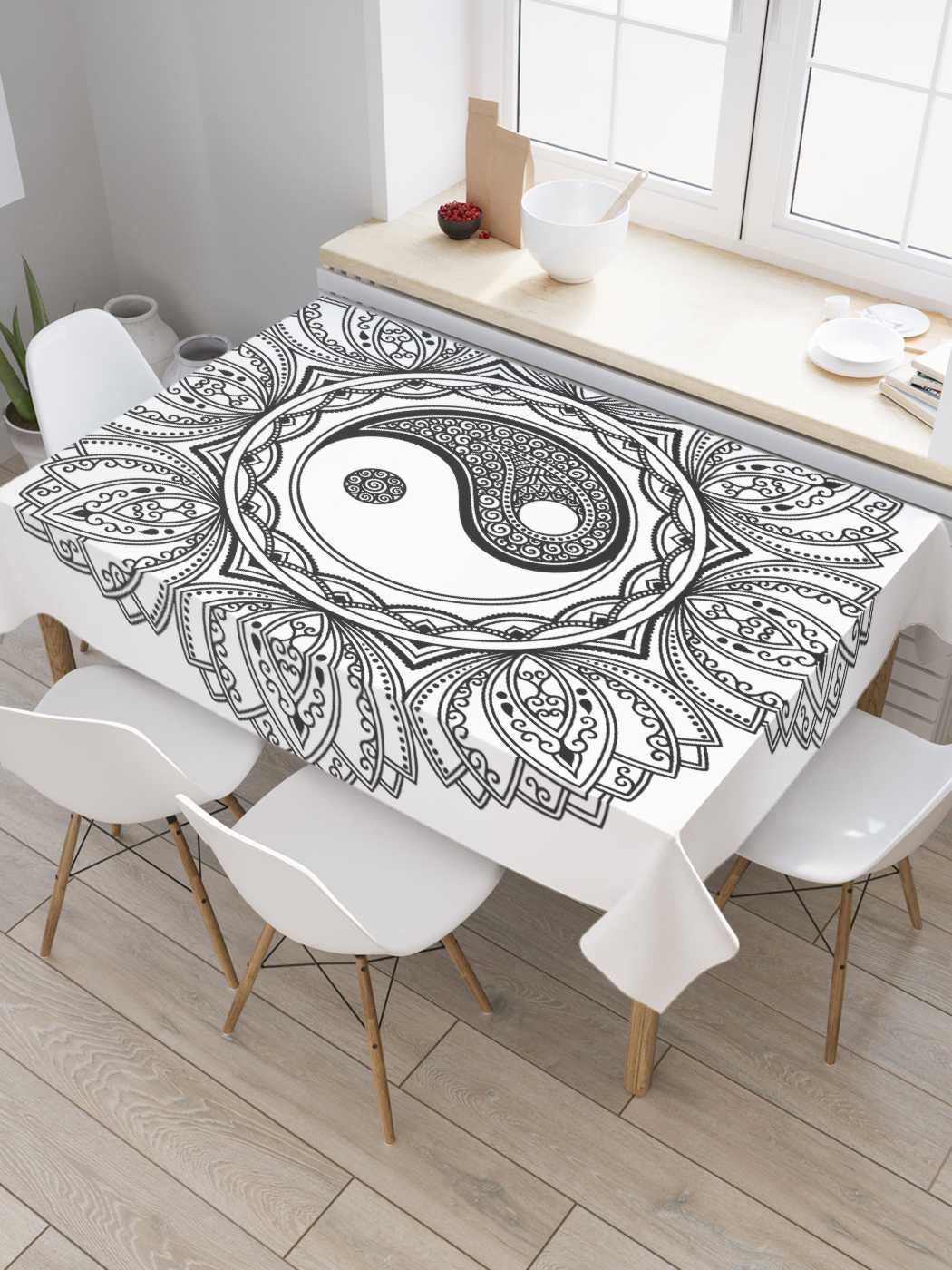 

Скатерть прямоугольная JoyArty "Лепестки Инь и ян" из оксфорда, 180x145 см, Лепестки Инь и ян