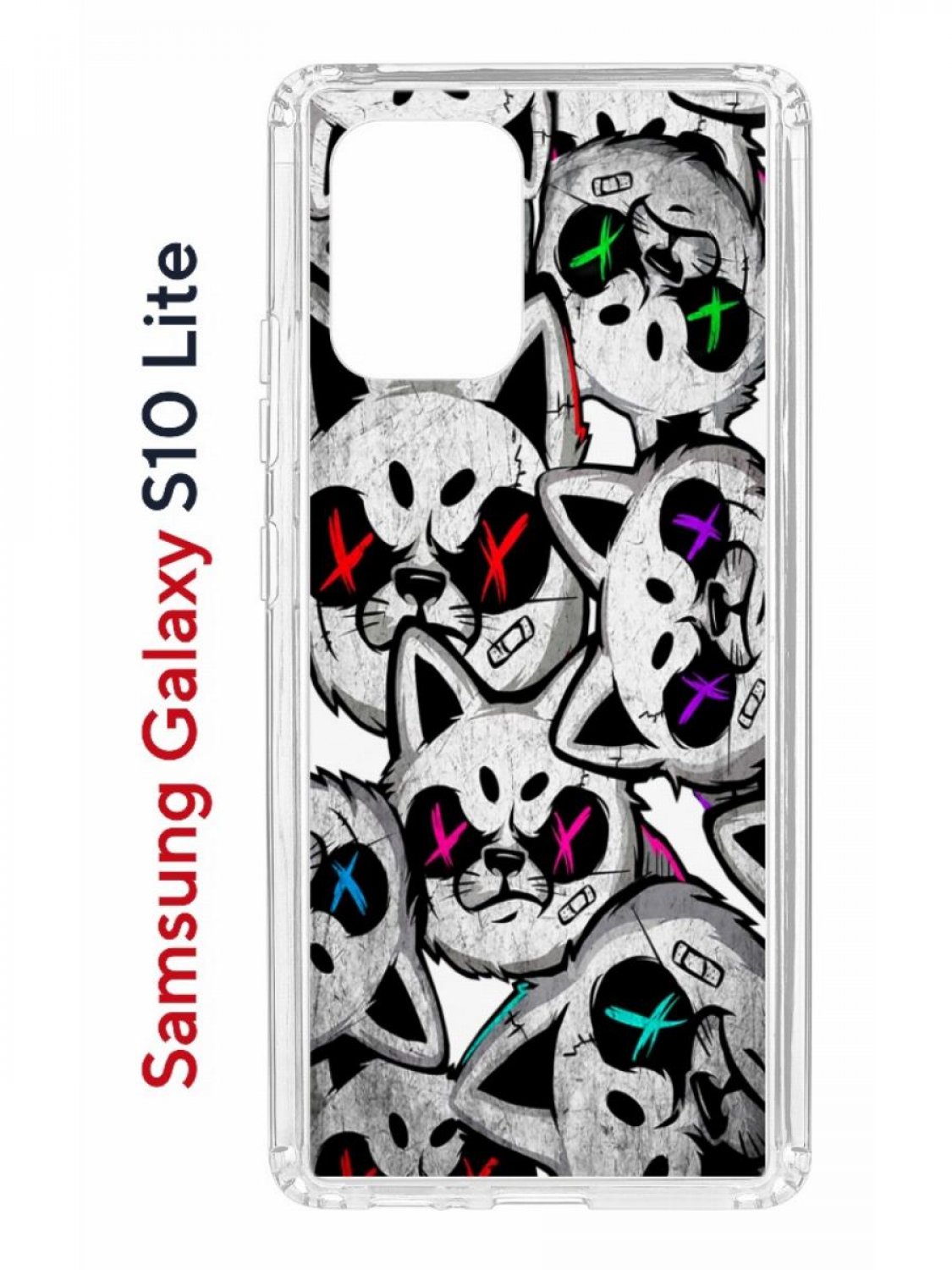 Чехол на Samsung S10 Lite Kruche Print Angry Cats,противоударный бампер,с защитой камеры