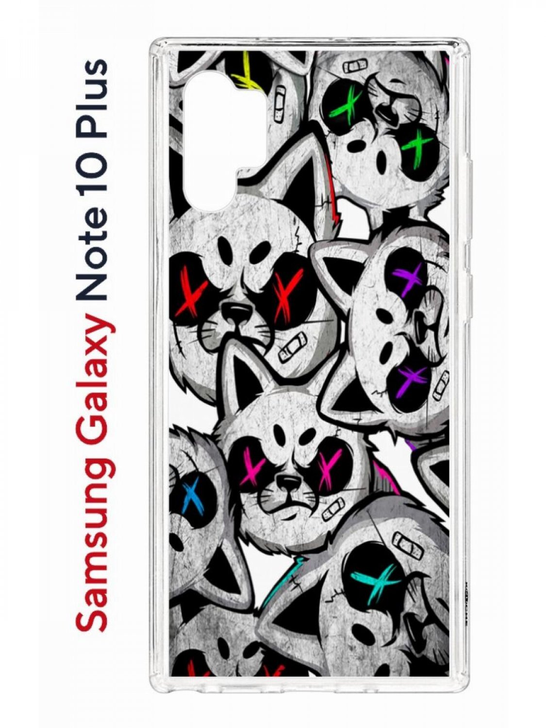 фото Чехол на samsung galaxy note 10 plus kruche print angry cats,противоударный бампер кruче