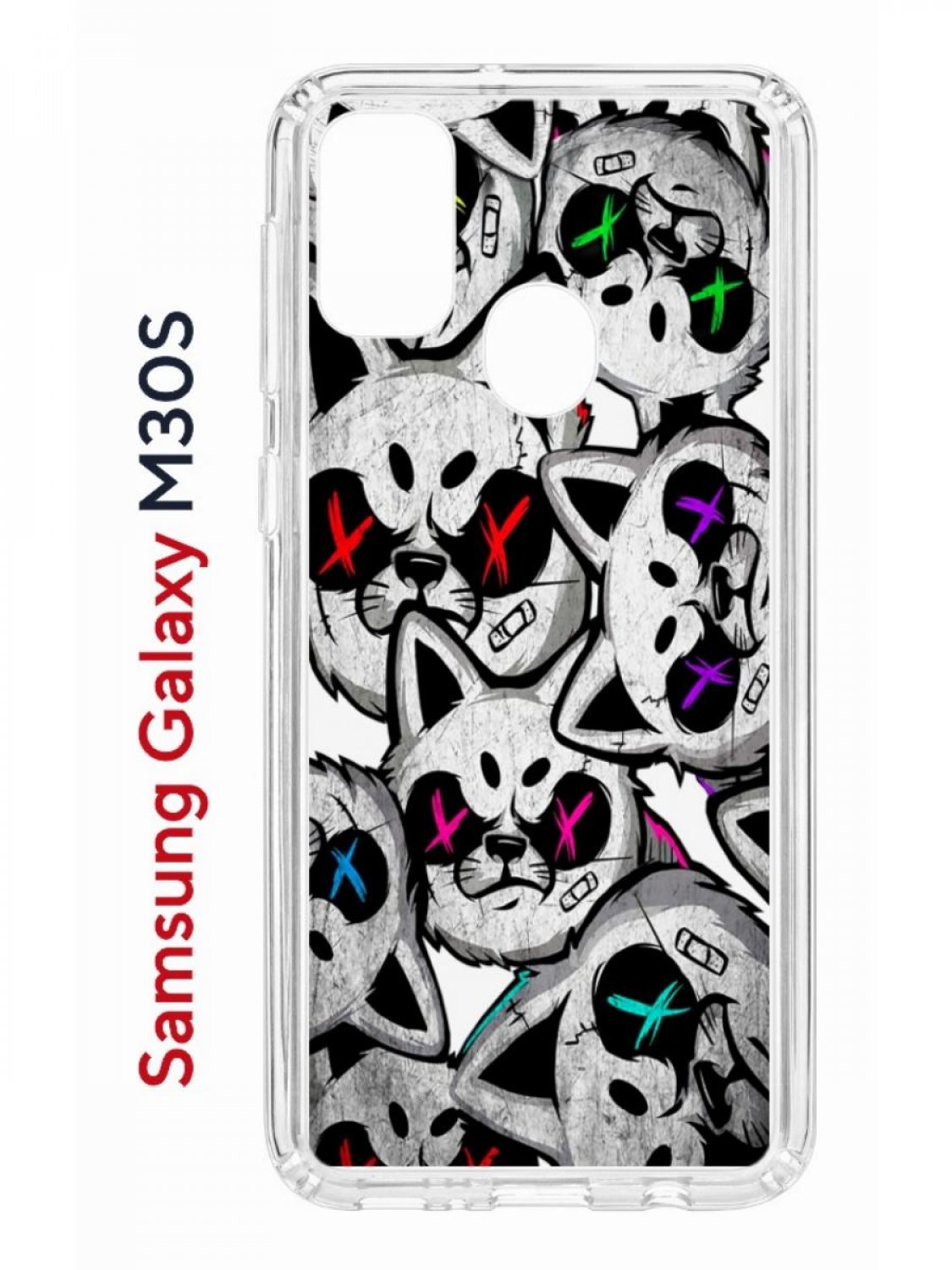 фото Чехол на samsung m30s/m21 kruche print angry cats,противоударный бампер,с защитой камеры кruче