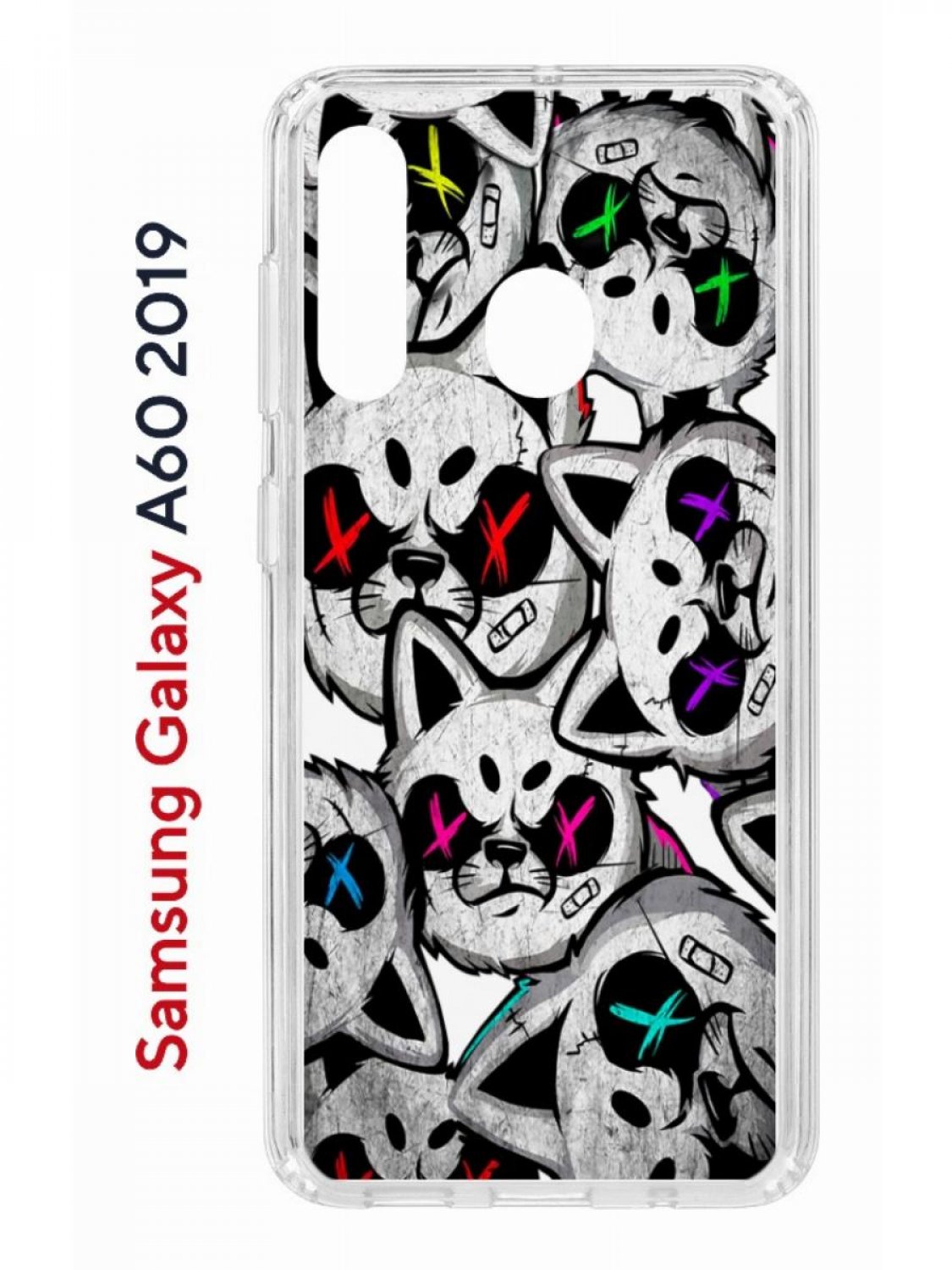 

Чехол на Samsung Galaxy A60 2019 с принтом Kruche Print Angry Cats противоударный бампер, Прозрачный;серый;красный;фиолетовый, Самсунг Галакси А60