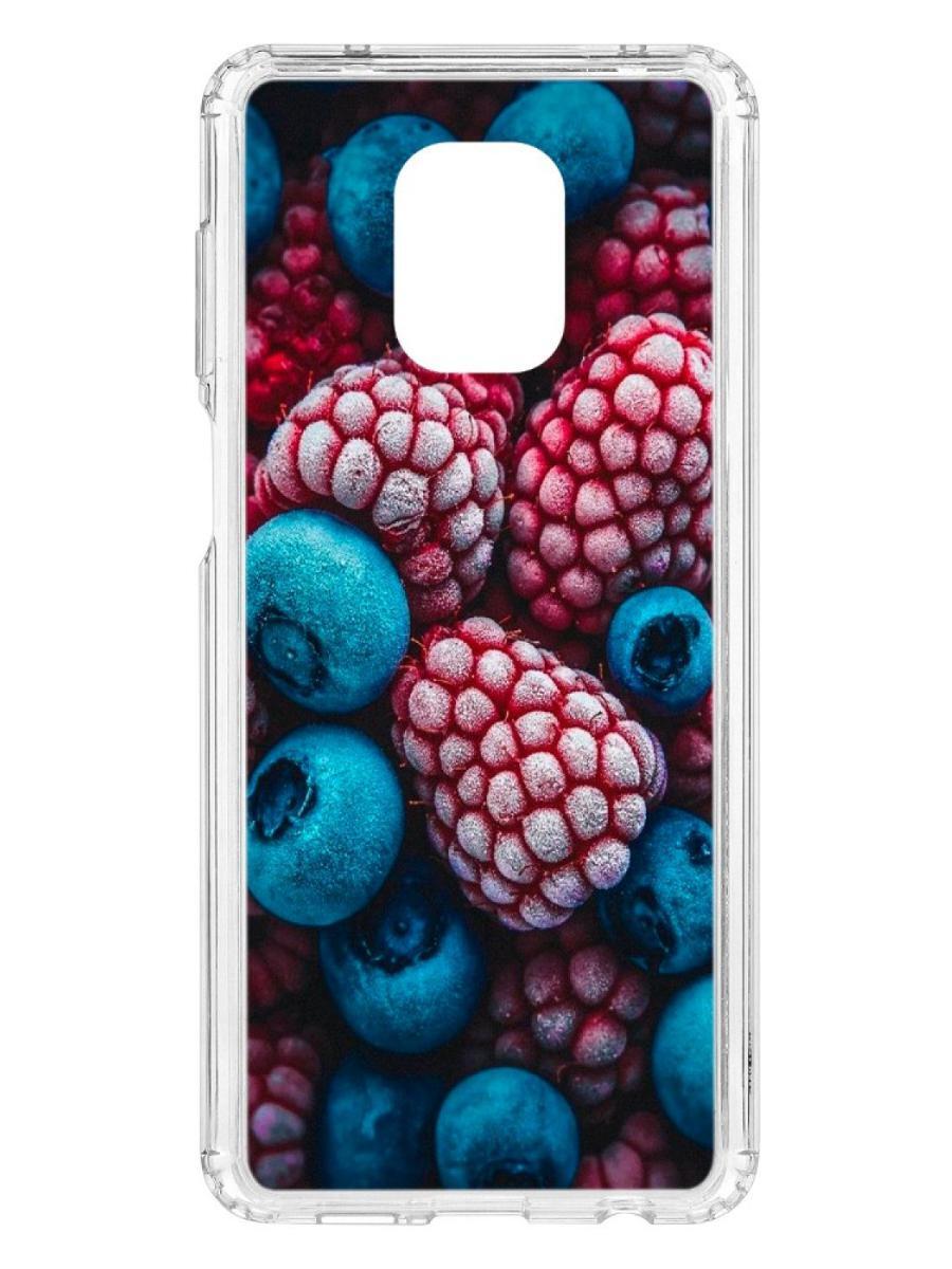 

Чехол на Xiaomi Redmi Note 9 Pro Kruche Print Fresh berries, Прозрачный;белый;голубой;красный;розовый;синий