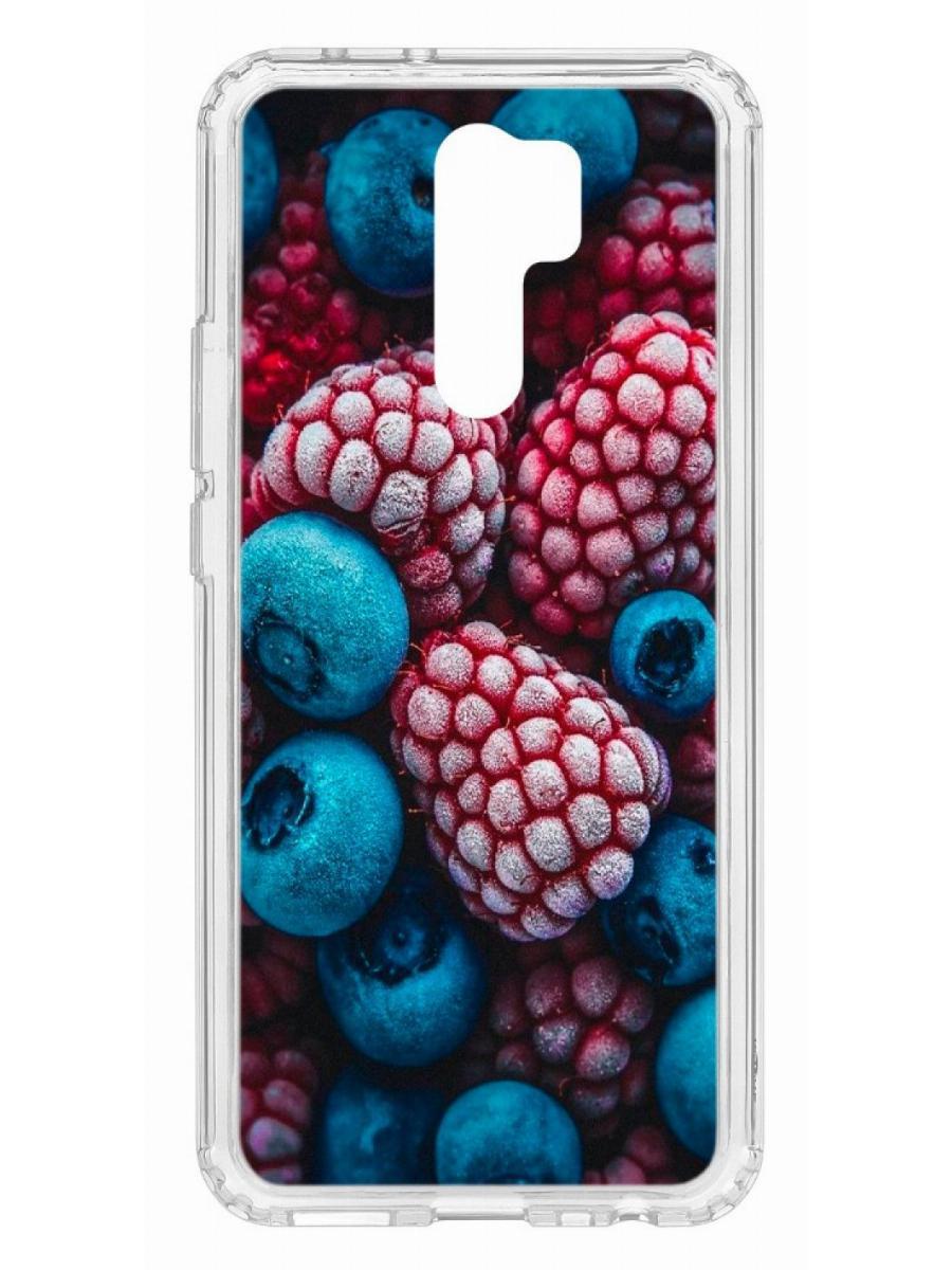 

Чехол на Xiaomi Redmi 9 Kruche Print Fresh berries, Прозрачный;белый;голубой;красный;розовый;синий