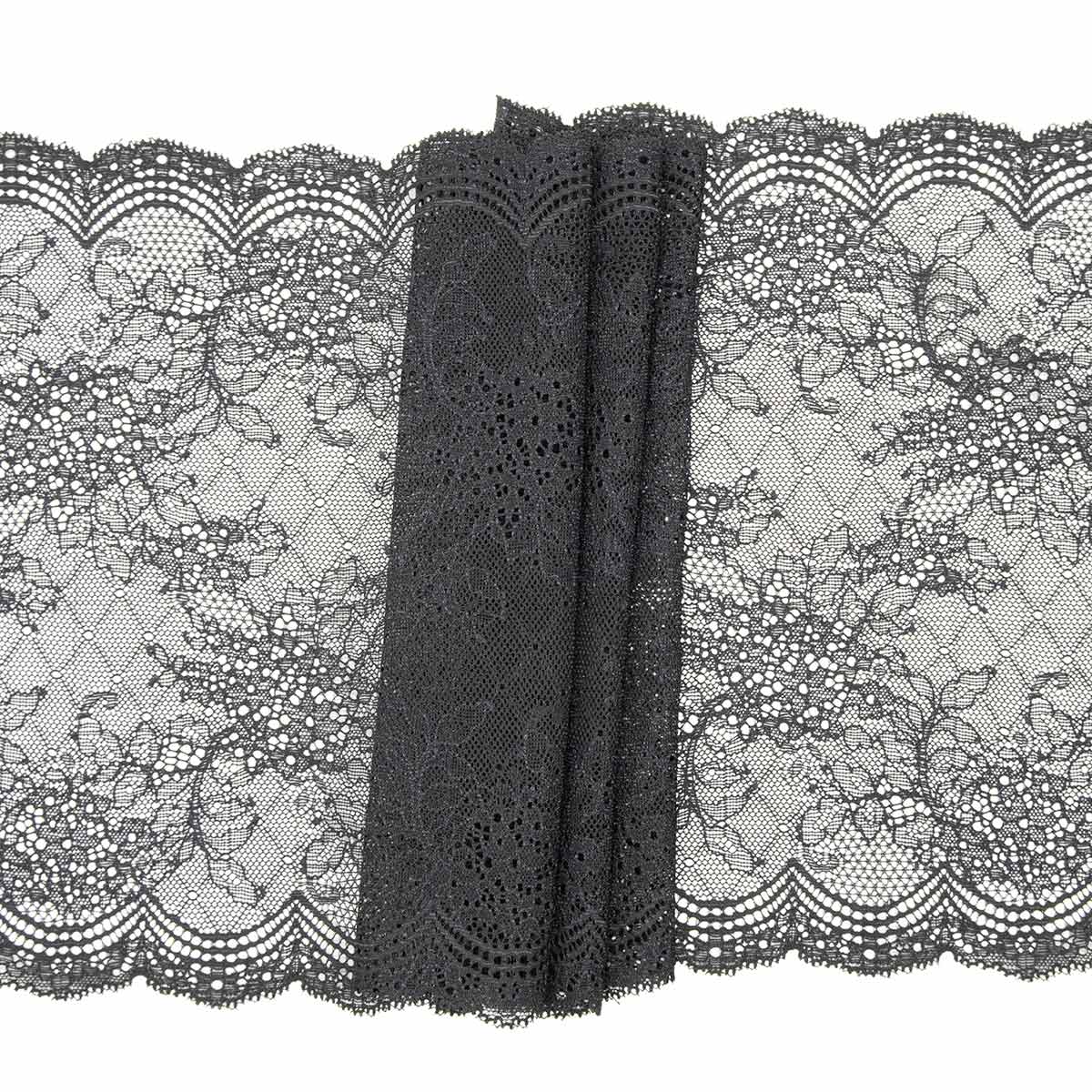 

BL00147 Кружево эластичное 25,5см*10м, черный