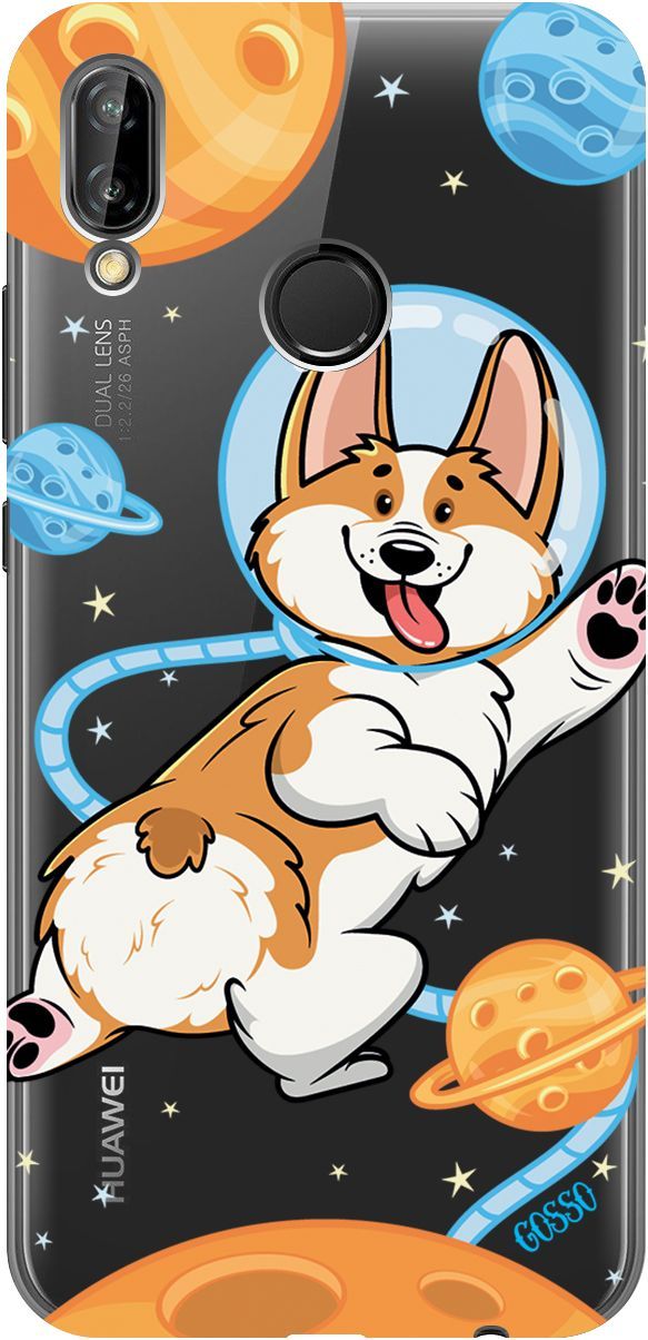 

Чехол на Huawei P20 Lite/Nova 3e "CosmoCorgi" прозрачный, Прозрачный;коричневый, 1690