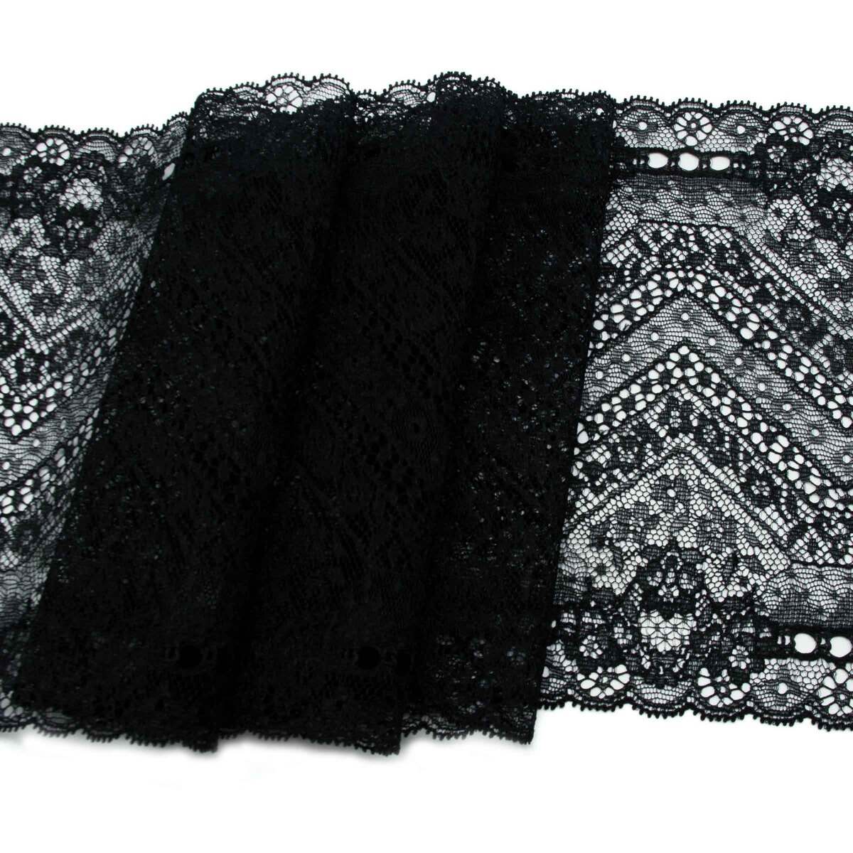 

BL00132 Кружево эластичное 17см*10м, черный