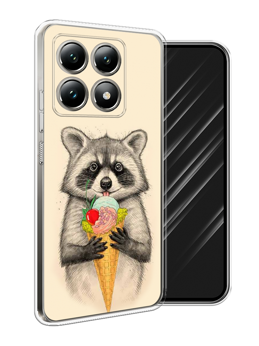

Чехол Awog на Xiaomi 14T "Енот с мороженым", Бежевый;серый, 322850-1