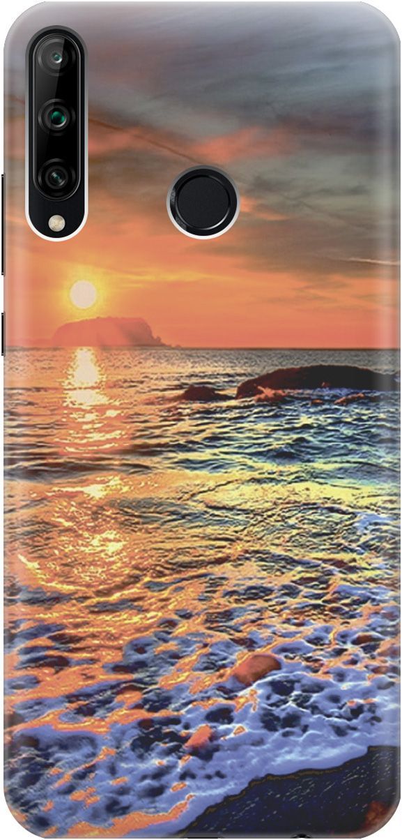 

Чехол на Honor 9C/Huawei P40 Lite E "Закат на море", Белый;оранжевый, 2228