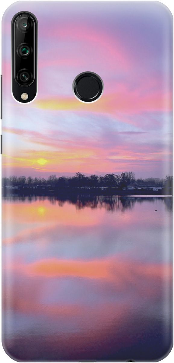 

Чехол на Honor 9C/Huawei P40 Lite E "Зарево над рекой", Голубой;фиолетовый, 2228