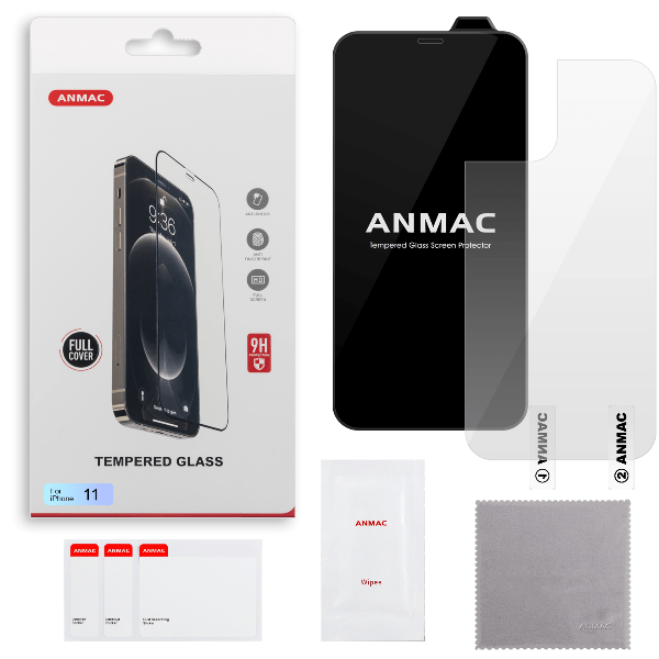 

Защитное стекло ANMAC для iPhone 11 + пленка назад Full Cover черное