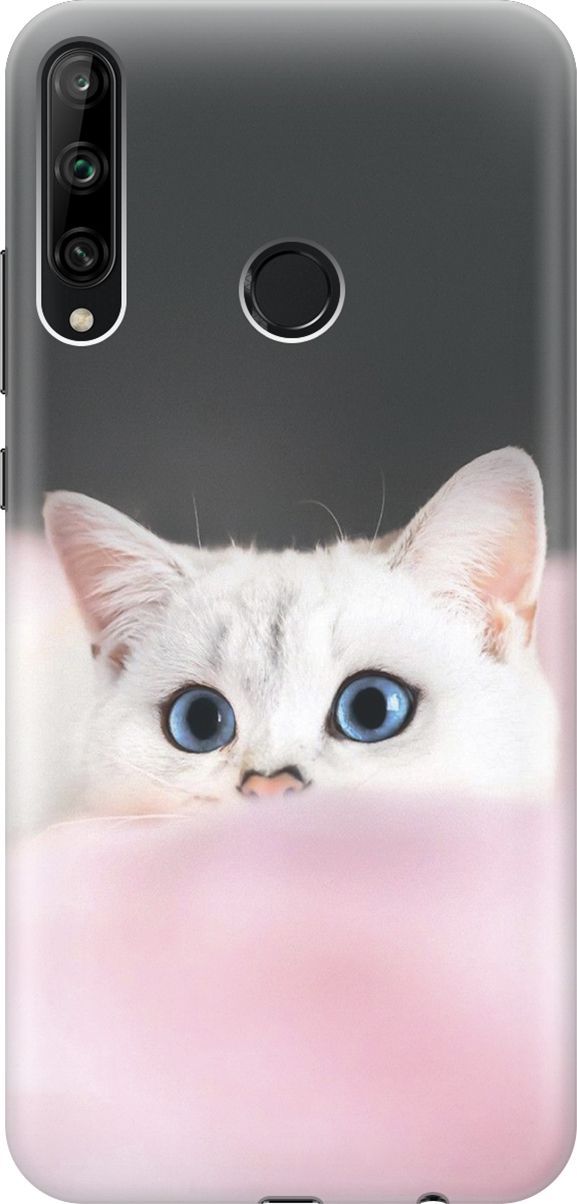 

Чехол на Honor 9C/Huawei P40 Lite E "Кот на розовом пледе", Белый;розовый, 2228