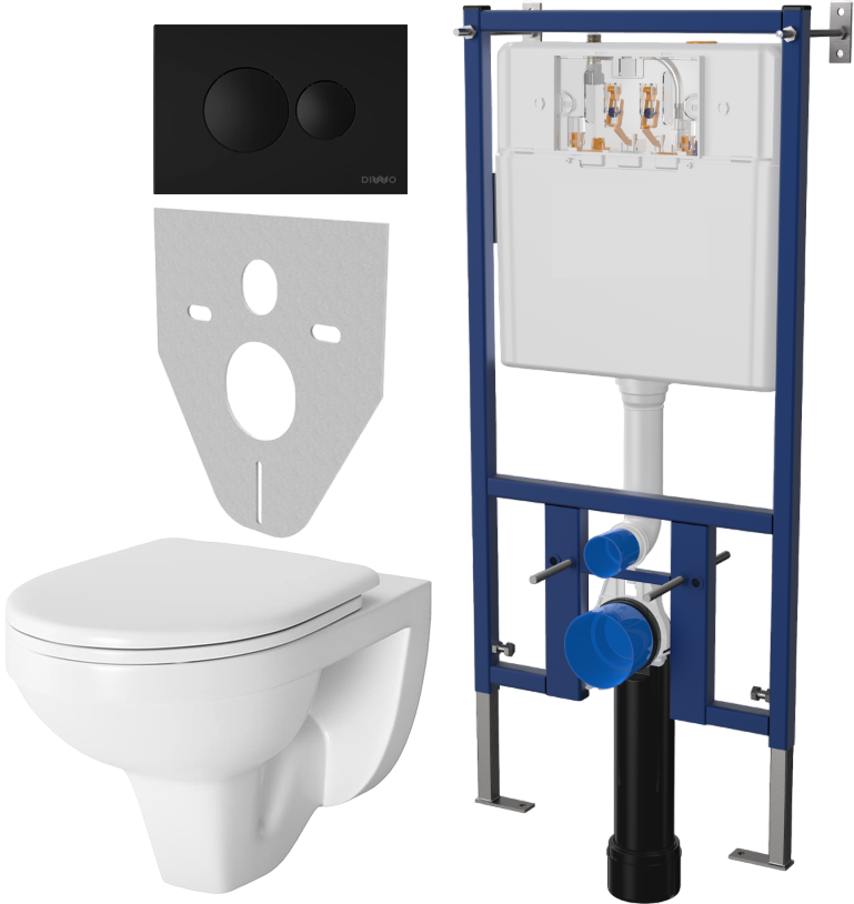 

Комплект Унитаз подвесной Berges Wasserhaus Gamma 081105 с микролифтом + Система инсталляц, Wasserhaus Gamma 081105 кнопка смыва 7313 черная матовая